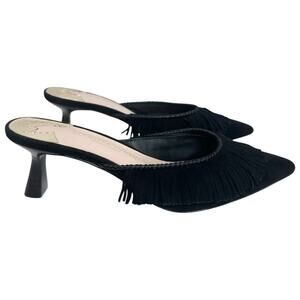 Antonio Melani x Jennifer Sumko Mimi Kid Suede Fringe Dress Mules Size 6.5